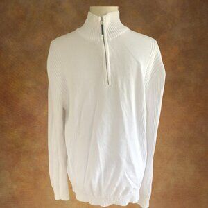Calvin Klein White Half-Zip Cotton Sweater Men’s Larg